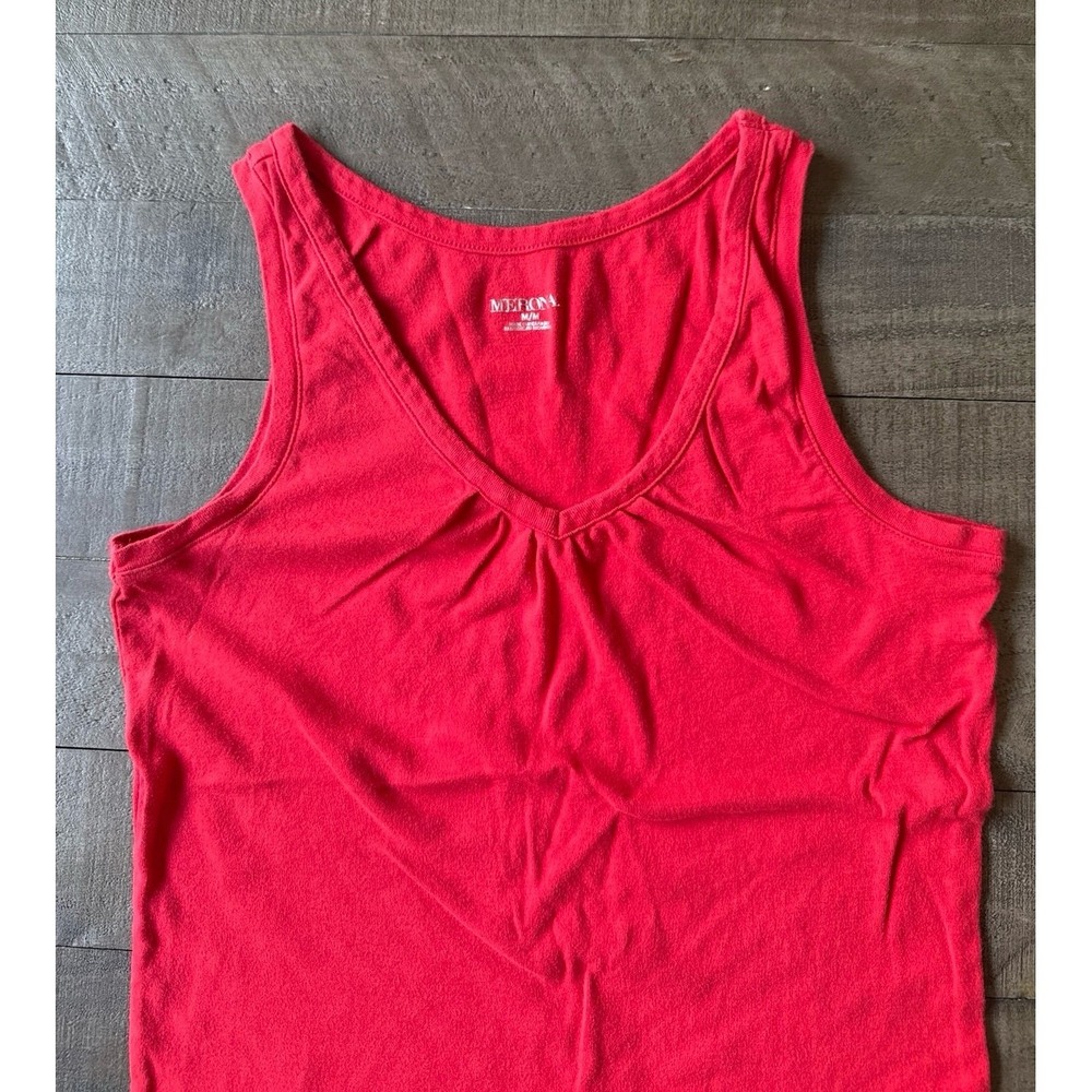 Merona Women's Red Cotton Tank Top Size Medium - Picture 3 of 6